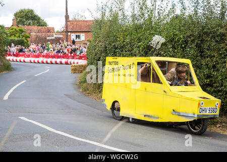 Cookham Dean, UK. 1 September, 2019. A custom-built kart competes in the Cookham Dean Gravity Grand Prix in aid of the Thames Valley and Chiltern Air Ambulance. Credit: Mark Kerrison/Alamy Live News Stock Photo