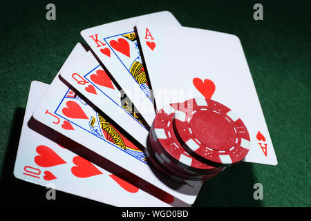 The combination of playing cards poker casino. Stock Photo