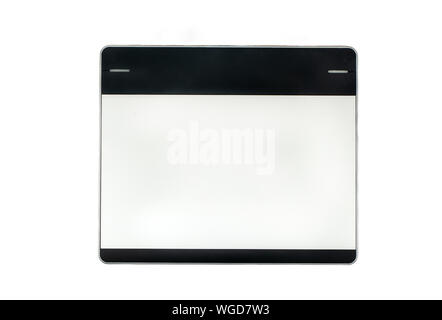 Small graphics tablet isolated on white background, top view Stock Photo
