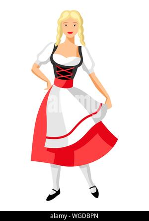 Girl in national costume of Germany. Illustration for Oktoberfest. Stock Vector