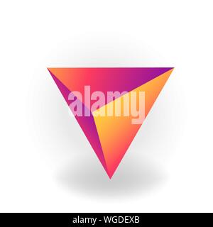 tetrahedron - One 3D geometric shape with holographic gradient isolated on white background vector Stock Vector