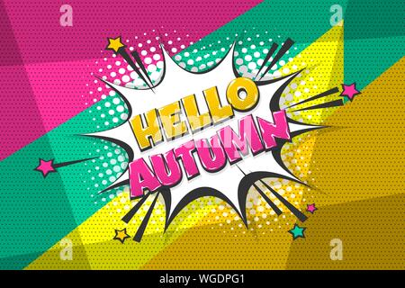 Automn comic text speech bubble pop art Stock Vector