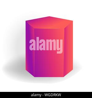 pentagonal prism - One 3D geometric shape with holographic gradient isolated on white background vector Stock Vector