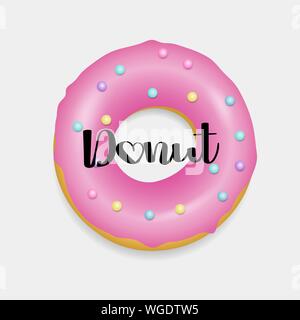 Donut. Hand drawn bakery design pop art Stock Vector