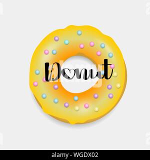 Donut. Hand drawn bakery design pop art Stock Vector