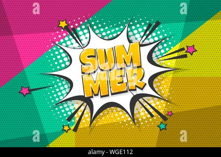Summer comic text speech bubble pop art Stock Vector