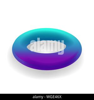 Round 3D geometric shape with holographic gradient isolated on white background vector Stock Vector