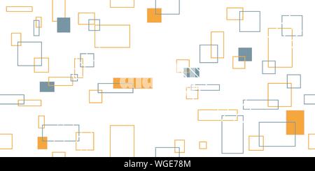 Seamless pattern from colored rectangles and squares. Cropped shapes. Vector illustration. Isolated elements on a white background. Stock Vector
