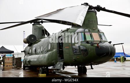 Royal Netherlands Air Force CH-47D/F Chinook on static display at the 2019 Royal International Air Tattoo Stock Photo
