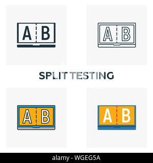 Split Testing icon set. Four elements in diferent styles from content icons collection. Creative split testing icons filled, outline, colored and flat Stock Vector