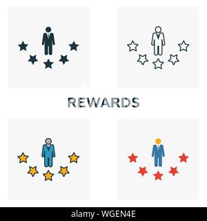Rewards outline icon. Thin line element from crowdfunding icons collection. UI and UX. Pixel perfect rewards icon for web design, apps, software Stock Vector