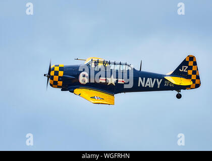AT-6C Texan Harvard Mk IIa in flight Stock Photo