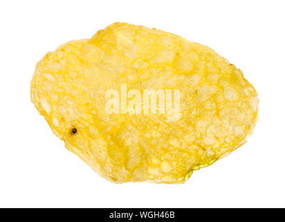 single potato chip isolated on white background Stock Photo