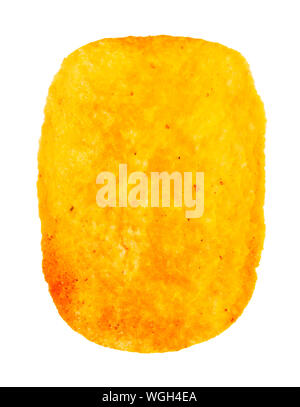 single potato chip with paprika isolated on white background Stock Photo