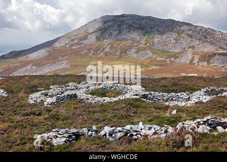 Tre'r Ceiri is an Iron Age hillfort dating back to about 200 BC. It is situated on north coast of the Llŷn peninsula in North Wales. Stock Photo