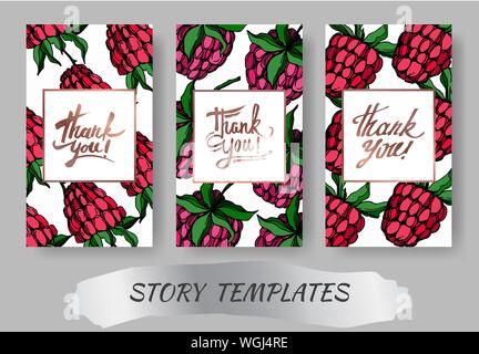 Vector Raspberry healthy food isolated. Black and white engraved ink art. Wedding background card decorative border. Stock Vector