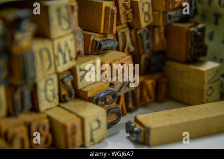 Old fashioned letter-press rubber stamp image Stock Photo