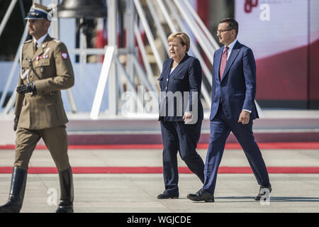 Warsaw, Mazovia, Poland. 1st Sep, 2019. Angela Merkel, Chancellor of Germany, in the center, during the celebrations in Warsaw of the 80th anniversary of the outbreak of the World War II Credit: Celestino Arce Lavin/ZUMA Wire/Alamy Live News Stock Photo