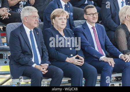 Warsaw, Mazovia, Poland. 1st Sep, 2019. Angela Merkel, Chancellor of Germany, in the celebrations in Warsaw of the 80th anniversary of the outbreak of the World War II Credit: Celestino Arce Lavin/ZUMA Wire/Alamy Live News Stock Photo
