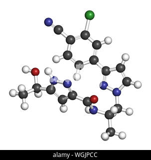 Darolutamide prostate cancer drug molecule. 3D rendering. Atoms are represented as spheres with conventional color coding: hydrogen (white), carbon (g Stock Photo