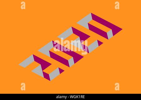 New Year 2020 Isometric numbers Vector illustration eps10 Stock Vector