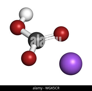 Sodium bicarbonate (baking soda), chemical structure. Blue skeletal ...