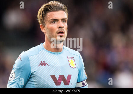 LONDON, ENGLAND - AUGUST 31: Jack Grealish of Aston Villa walk in tunel  ahead of the Premier League match between Crystal Palace and Aston Villa at  Selhurst Park on August 31, 2019