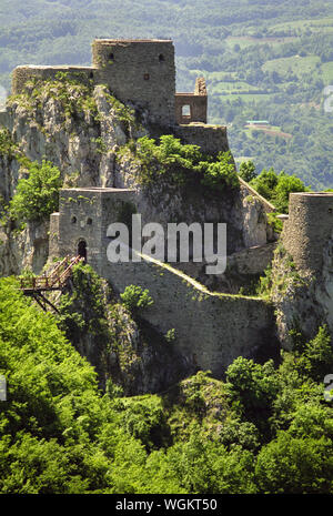 Srebrenik Fortress is Bosnia's medieval castle, first time in history mentioned in 1333 as birth place of Bosnian king Kotromanic . Stock Photo