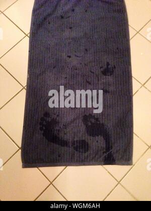 Wet towel on bathroom floor Stock Photo: 103727095 - Alamy
