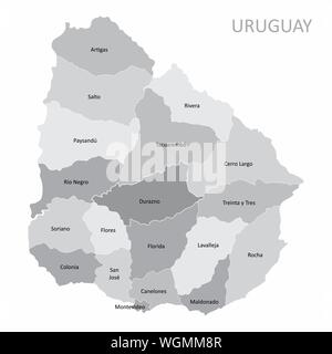 Uruguay regions map Stock Vector