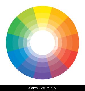 Multicolor Spectral Rainbow Circle of 12 segments. Spectral harmonic pattern set. Stock Vector