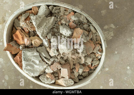 top view of bucket full with debris Stock Photo
