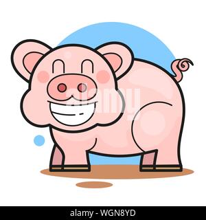 Cute Pig In The Mud Smiling Vector Illustration Stock Vector