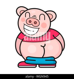 Funny Pig Laughs At A Good Joke Vector Illustration Stock Vector