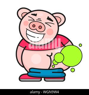 Funny Pig Laughs At A Good Joke Vector Illustration Stock Vector