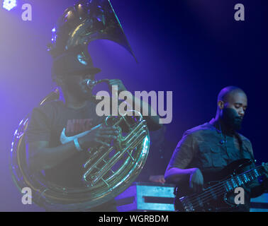 August 30, 2019: Damon ''Tuba Gooding Jr.'' Bryson (L) and Mark Kelley (R) of The Roots perform. (Credit Image: © Rishi DekaZUMA Wire) Stock Photo