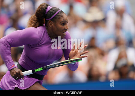 New York, USA. 1st Sep, 2019. Serena Williams of the United States competes during the women's singles fourth round match between Serena Williams of the United States and Petra Martic of Croatia at the 2019 US Open in New York, the United States, Sept. 1, 2019. Credit: Liu Jie/Xinhua/Alamy Live News Stock Photo