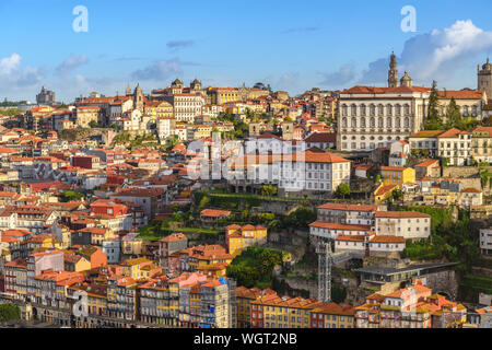 Porto Portugal city skyline at Porto Ribeira Stock Photo
