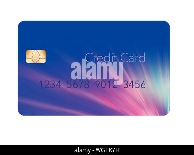 A blue, mock generic credit card with a design somewhat like fireworks is seen in this illustration. Stock Photo