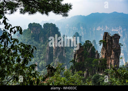 Natural rock formations in Zhangzhijaje National Park, China Stock Photo