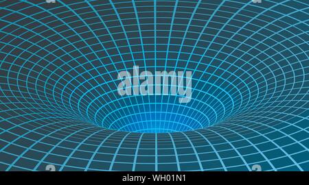 Wormhole. Singularity and event horizon. Digital visualisation of Black Hole. Vector illustration Stock Vector