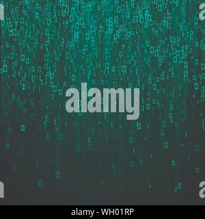 Random binary numbers. Matrix background in green colors. Vector illustration Stock Vector