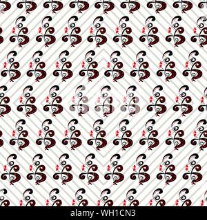 petals of flowers and butterflies on a background of abstract geometric vector pattern Stock Vector