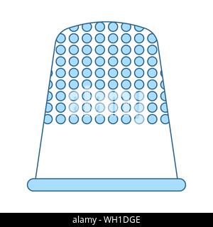 Tailor Thimble Icon. Thin Line With Blue Fill Design. Vector Illustration. Stock Vector