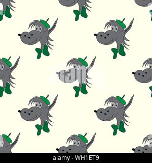 Wolf abstract vector seamless pattern on a light background Stock Vector