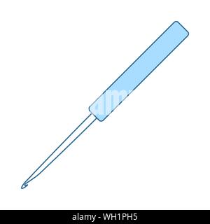 Crochet Hook Icon. Thin Line With Blue Fill Design. Vector Illustration. Stock Vector