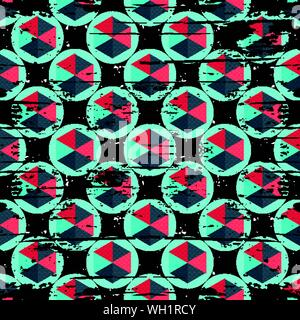 abstract colored polygons on a black background seamless pattern vector illustration Stock Vector