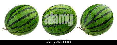 Watermelon isolated on white background, collection of ripe whole watermelons with clipping path Stock Photo