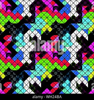 pixels psychedelic seamless pattern vector illustration Stock Vector