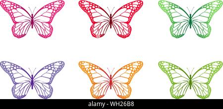 Set of Realistic Colorful Butterflies Isolated for Spring Elements. Editable Vector Illustration Stock Vector